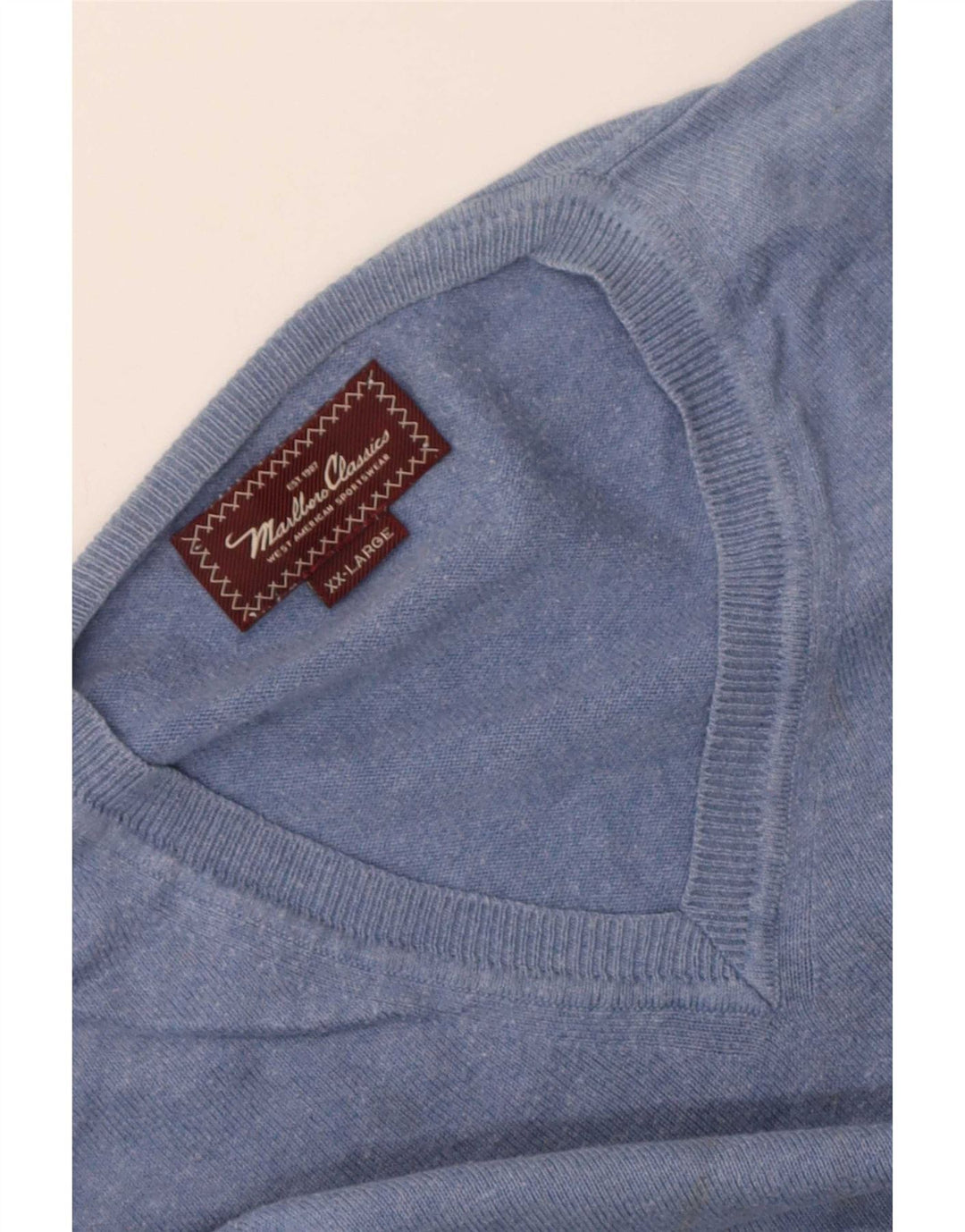 Męski sweter z dekoltem w kształcie litery V, Marlboro Classics, 2XL, niebieski