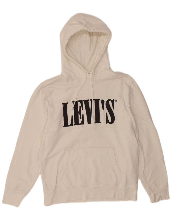 Męski sweter z kapturem Levi's z grafiką, średniej wielkości, biały, bawełniany