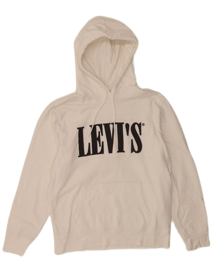 Męski sweter z kapturem Levi's z grafiką, średniej wielkości, biały, bawełniany
