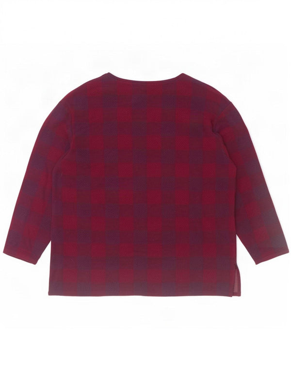 Marks & Spencer Damska bluzka z długim rękawem UK 20 2XL Burgundowa kratka