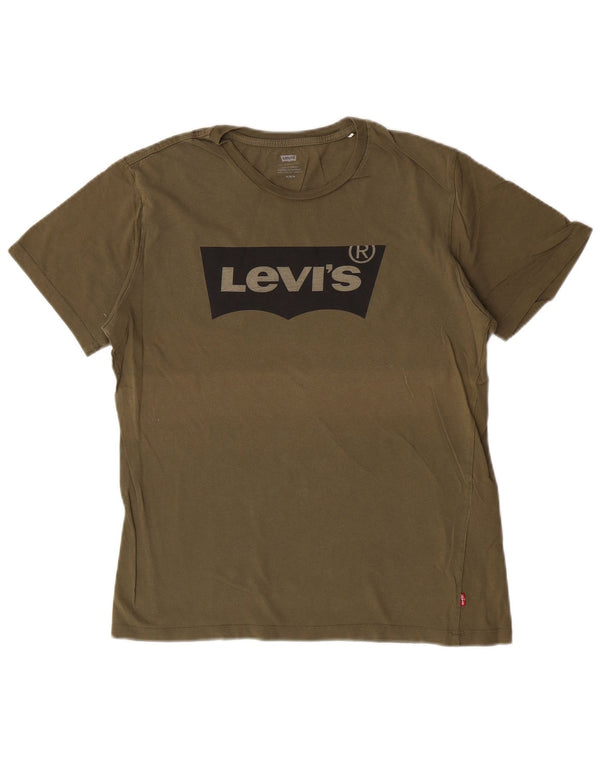 Męski T-shirt z grafiką Levi's, średniej wielkości bawełna khaki