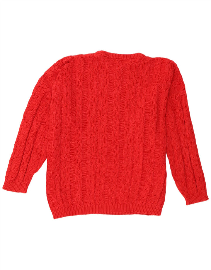 Damski sweter oversize Lecomte z okrągłym dekoltem, UK 18 XL, czerwony, bawełniany