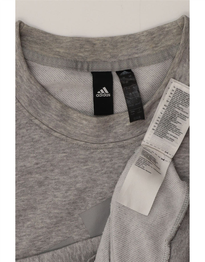 Damska bluza ADIDAS Graphic Jumper UK 14/16, duża, szara bawełna