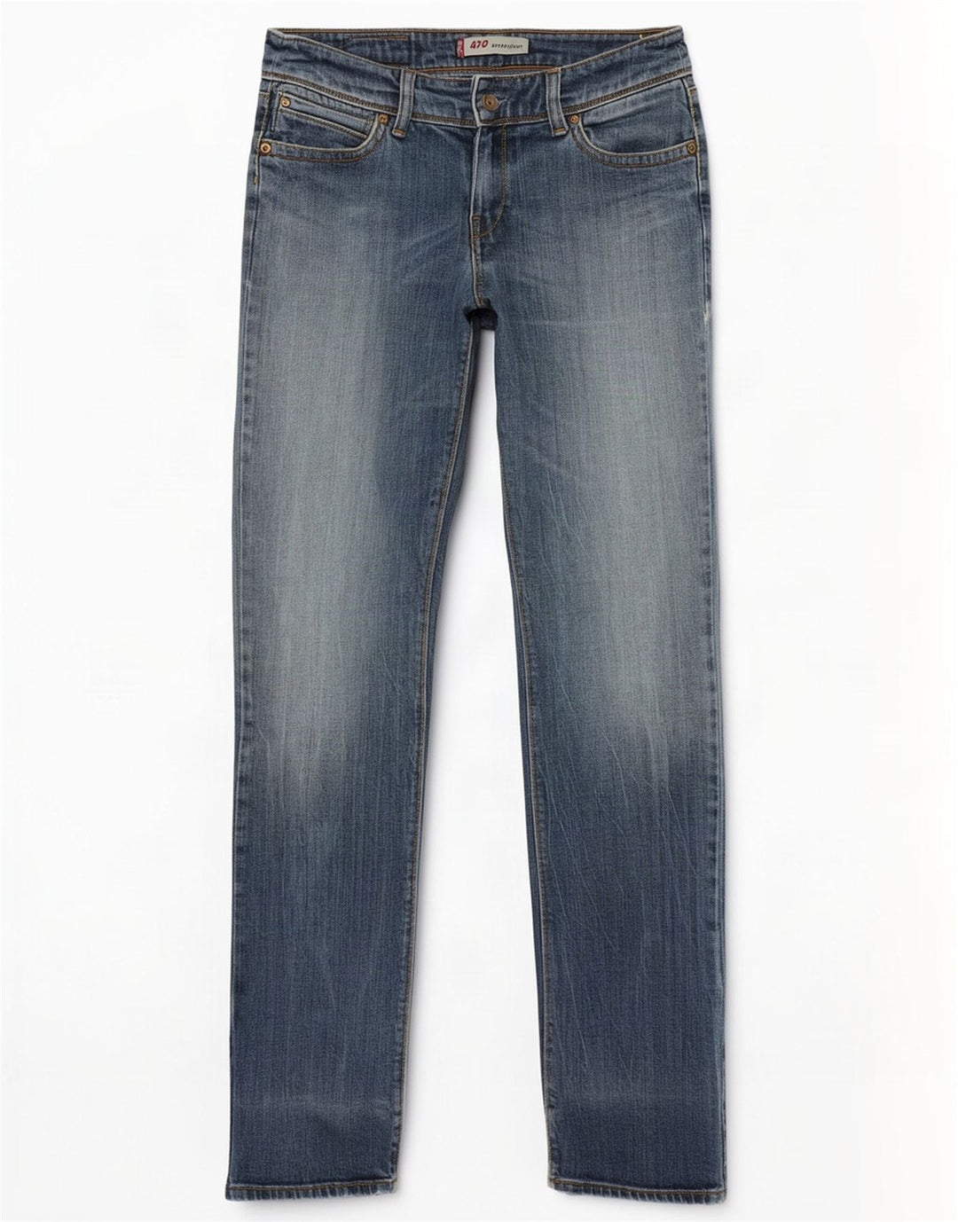 Damskie jeansy Levi's 470 Straight W29 L34 Niebieskie bawełniane