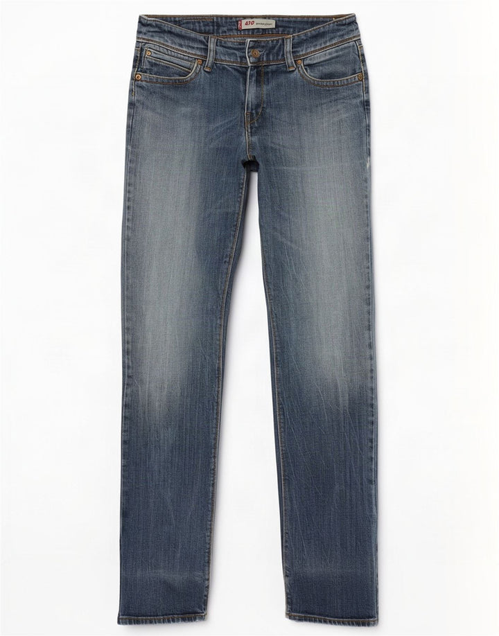 Damskie jeansy Levi's 470 Straight W29 L34 Niebieskie bawełniane