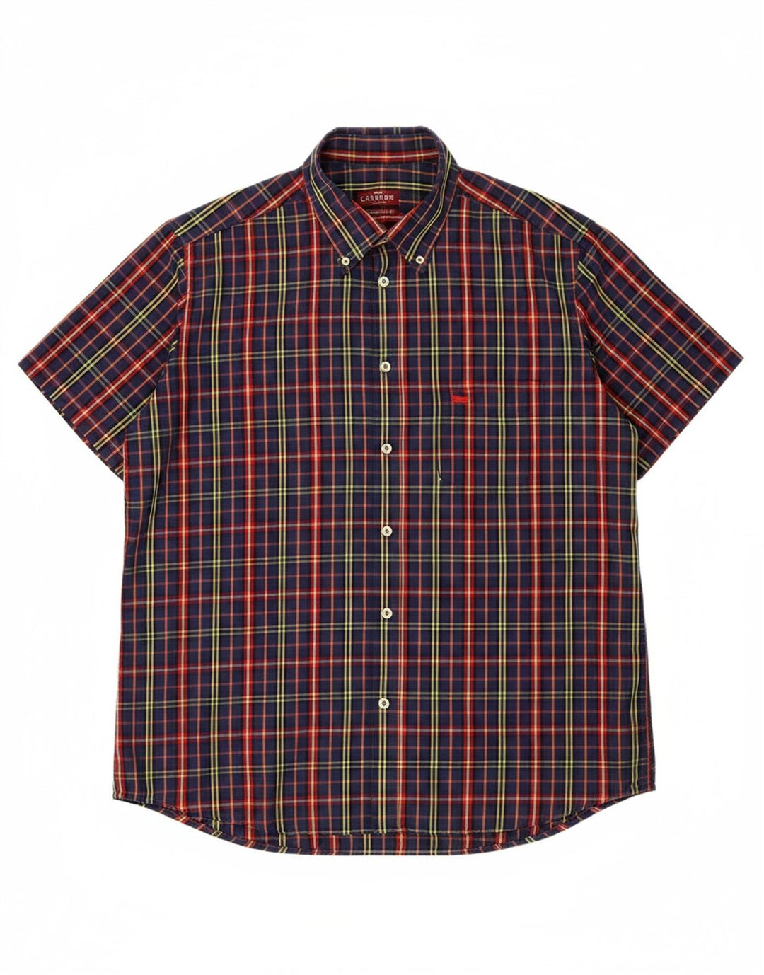 CARRERA Mens Regular Fit Short Sleeve Shirt XL Navy Blue Check