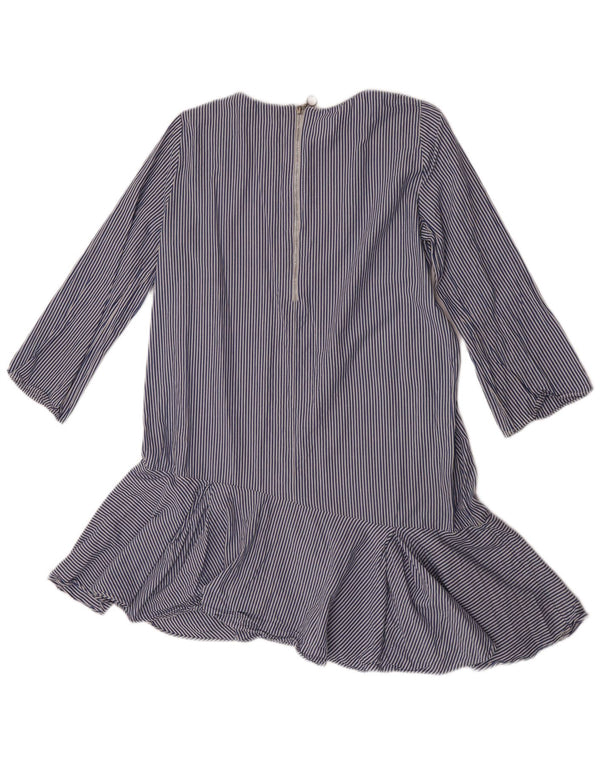 Damska sukienka z obniżonym stanem i rękawami 3/4 Zara UK 14, bawełniana w kolorze średniego niebieskiego w prążki