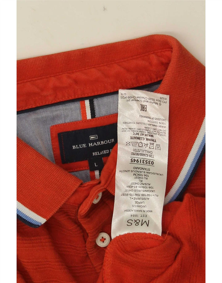 Męska koszulka polo Marks & Spencer w kolorze niebieskim Harbor, duża, pomarańczowa