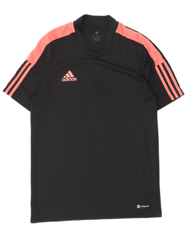 Męska koszulka z krótkim rękawem Adidas o regularnym kroju, średnia czarna, z blokami kolorów