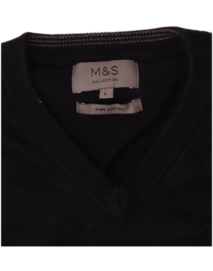 Marks & Spencer Męski podkoszulek bez rękawów, duży, granatowy, bawełniany