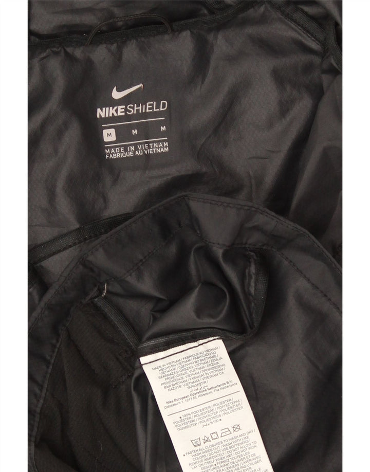 Damska kurtka przeciwdeszczowa z kapturem Nike UK 14, średnia czarna, poliestrowa, sportowa