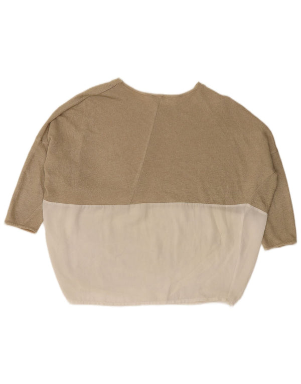 Damski top oversize Zara z rękawem 3/4, UK 10, mały beżowy blok kolorów