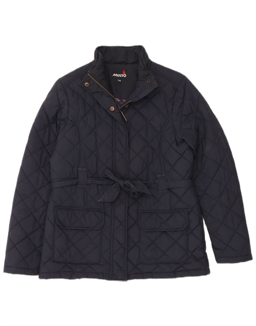 Damska pikowana kurtka MUSTO UK 14, duża, granatowa, poliestrowa