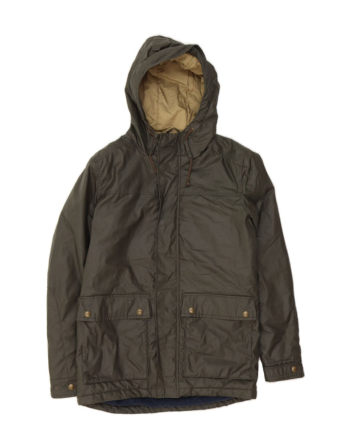 JACK & JONES Mens Hooded Windbreaker Jacket UK 38 Medium Khaki Polyester Vintage Jack & Jones and Second-Hand Jack & Jones from Messina Hembry 