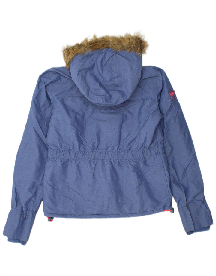 Damska kurtka wiatrówka z kapturem SUPERDRY Graphic UK 14 Medium Blue