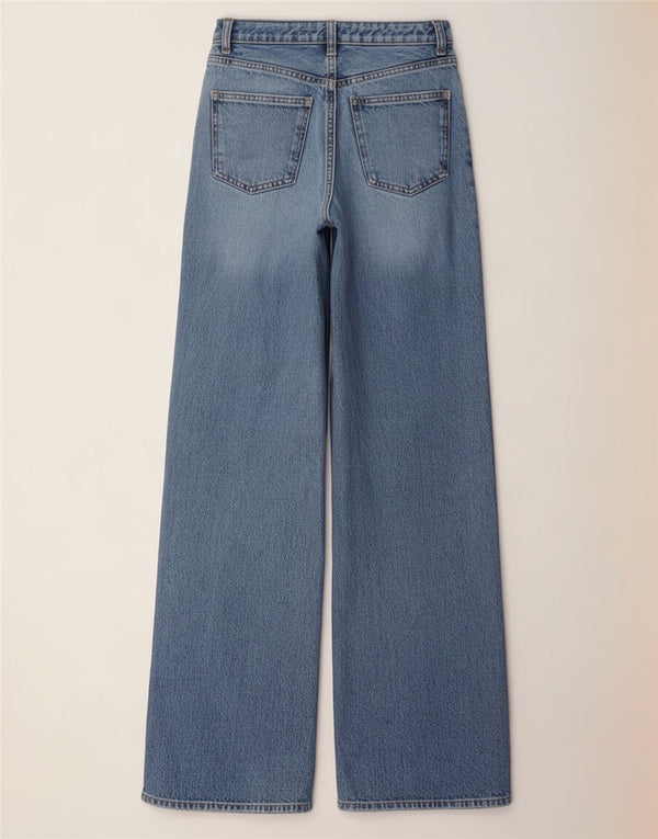 Damskie jeansy z szeroką nogawką Zara EU 34 2XS W24 L33 Niebieskie bawełniane