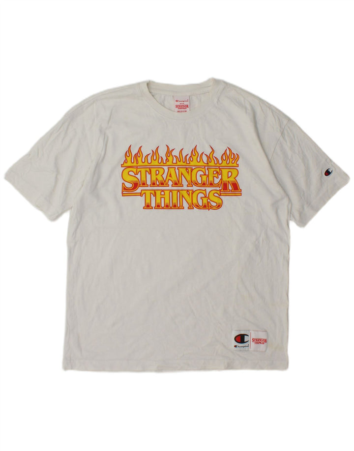 Męski T-shirt Champion Stranger Things z grafiką, średni biały
