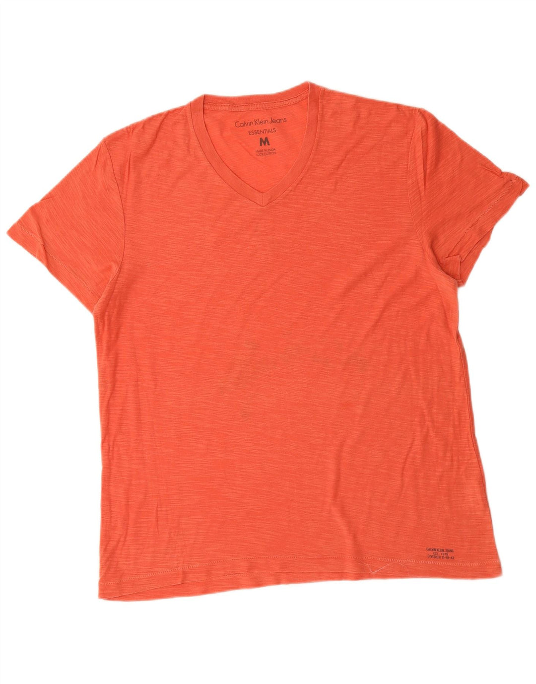 CALVIN KLEIN Mens T-Shirt Top Medium Orange Cotton