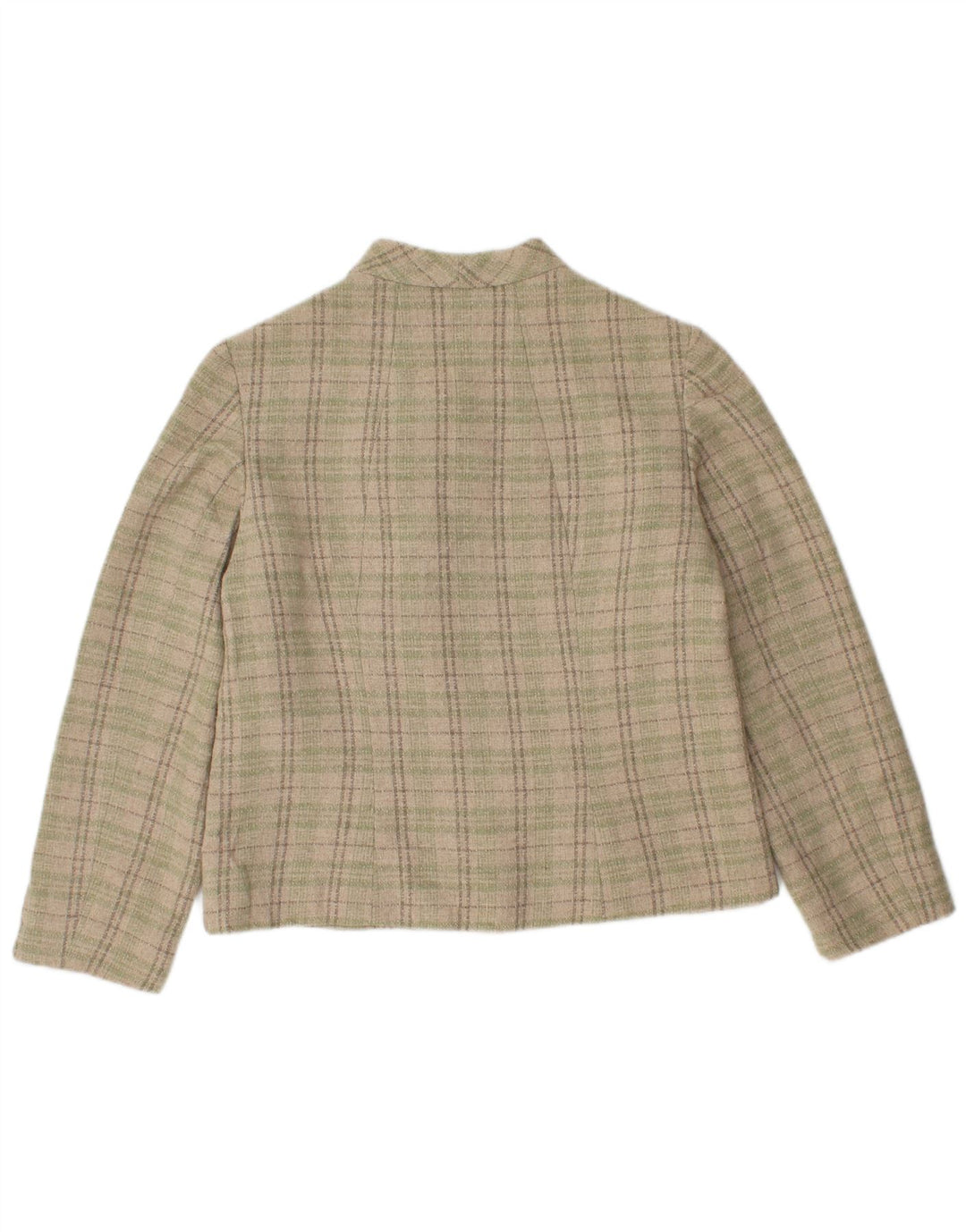 VINTAGE Womens Bomber Jacket UK 12 Medium Beige Check