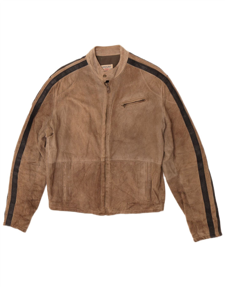 Damska kurtka bomberka w stylu vintage EU 44 XL, brązowa, bawełniana w bloki kolorów