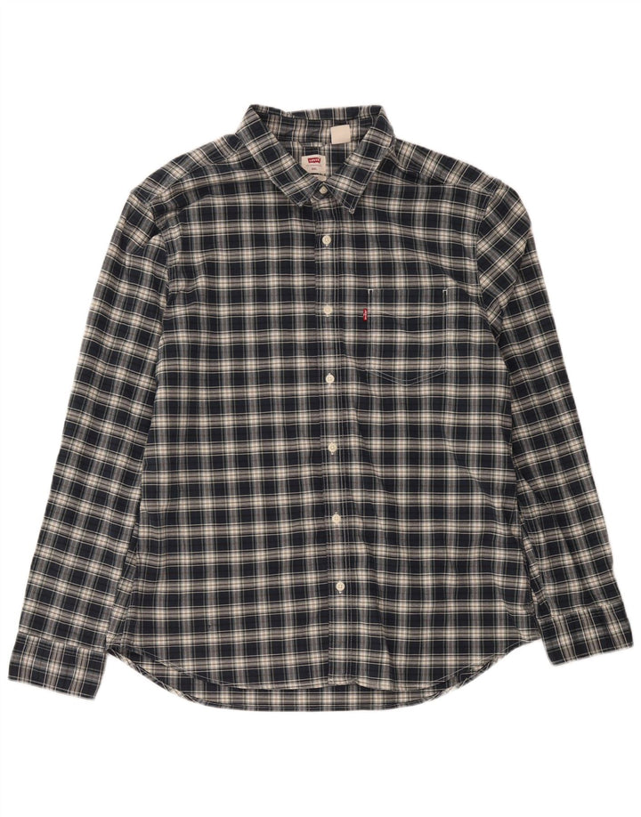 Koszula męska Levi's Slim 2XL, bawełniana, granatowa w kratkę