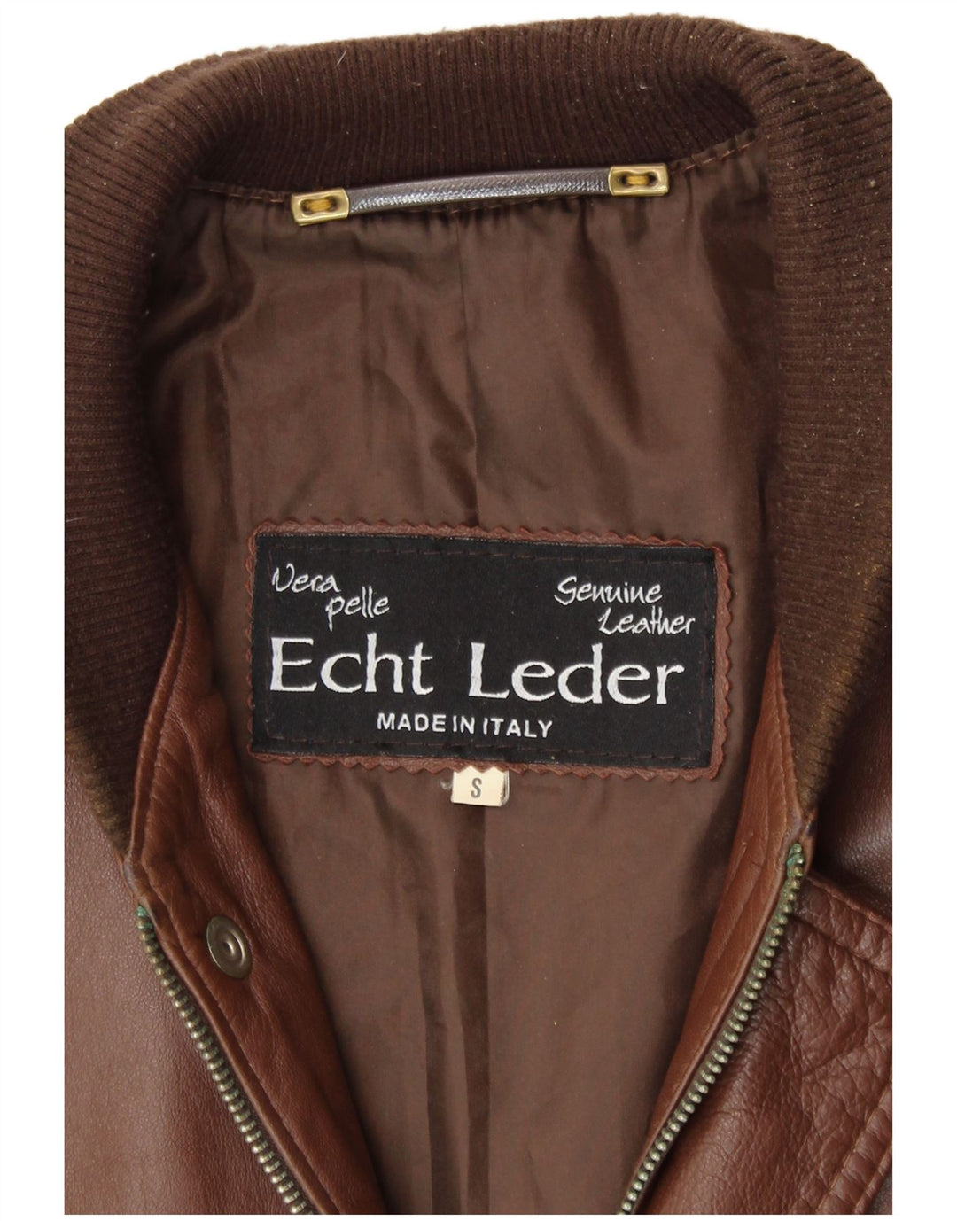 Męska kurtka skórzana VINTAGE UK 36 Mała brązowa skóra