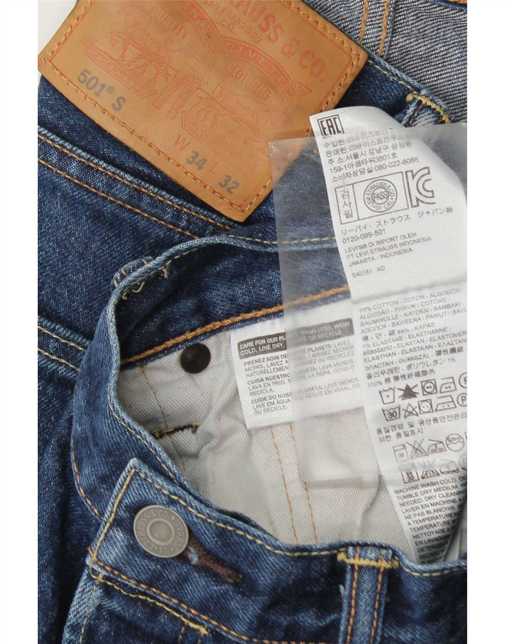 Męskie jeansy Levi's 501 Straight W34 L32 Niebieskie bawełniane