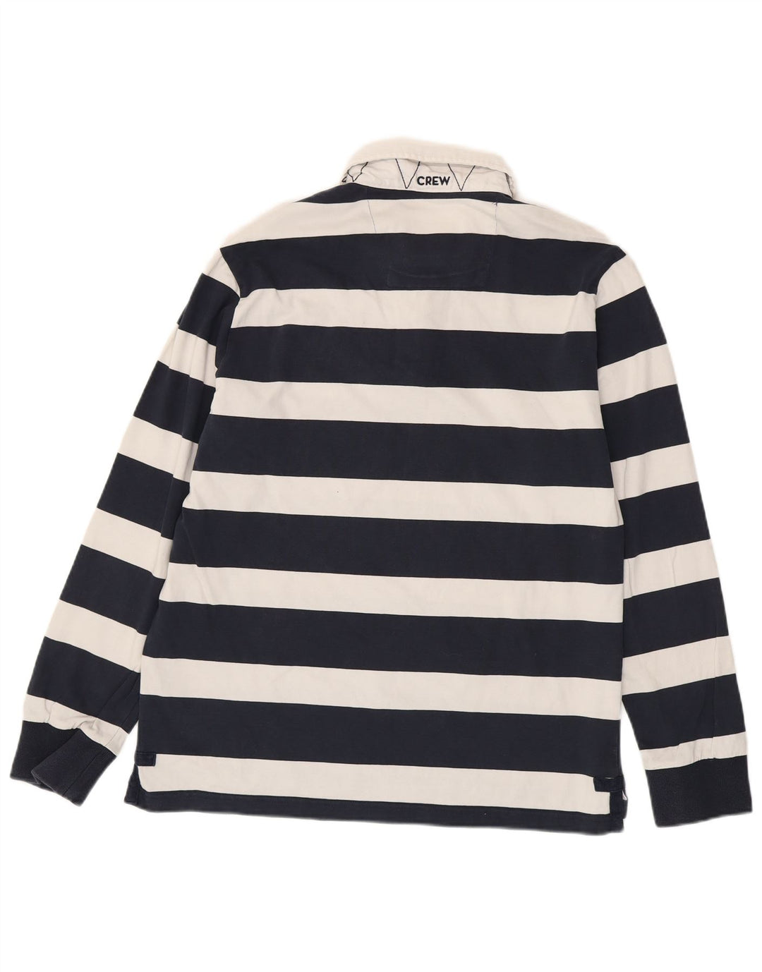 CREW CLOTHING Męska koszulka polo do rugby z długim rękawem, w duże granatowe paski