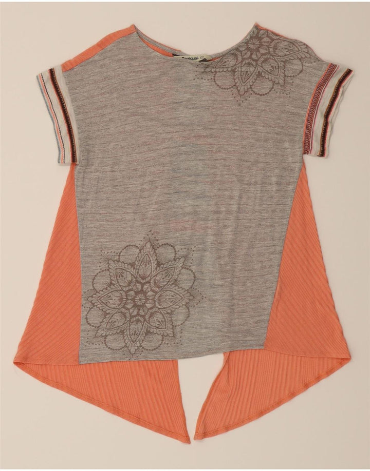 DESIGUAL Womens Blouse Top UK 10 Small Grey Floral Vintage Desigual and Second-Hand Desigual from Messina Hembry 
