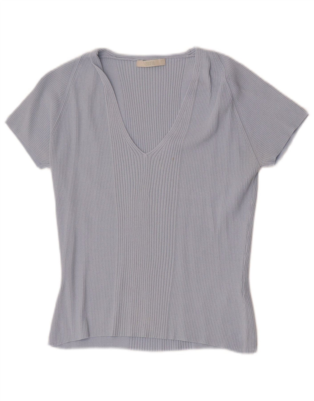 Marks & Spencer Damski t-shirt o krótkim kroju UK 14, średni niebieski, wiskoza