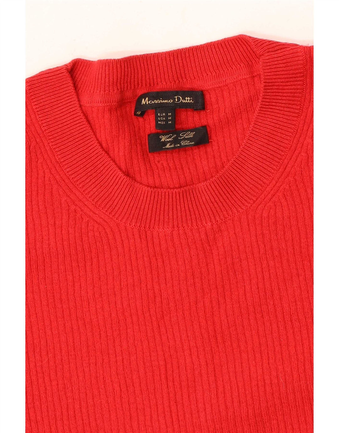 Sweter damski Massimo Dutti z okrągłym dekoltem UK 12, średnia czerwona wełna