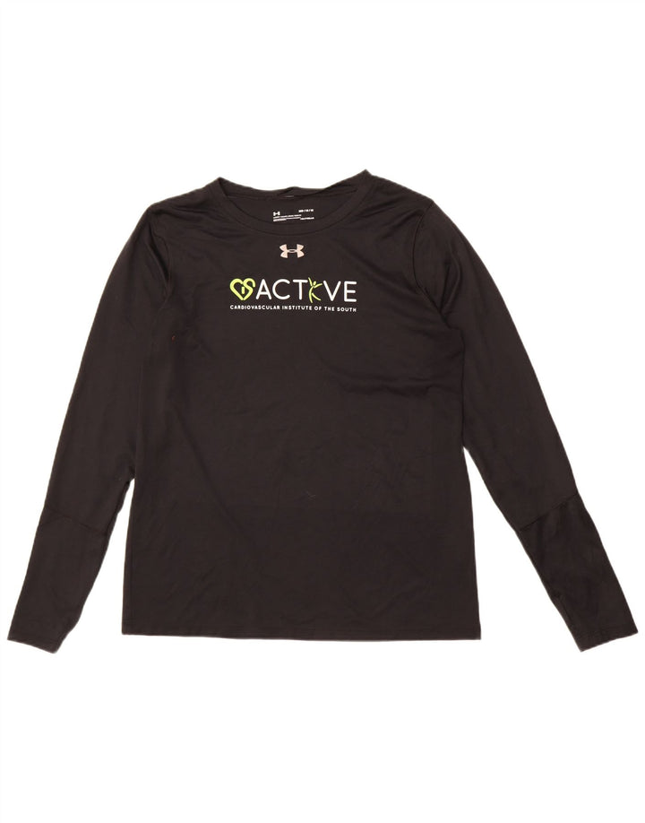 Męski top z grafiką Under Armour z długim rękawem, średni czarny poliester