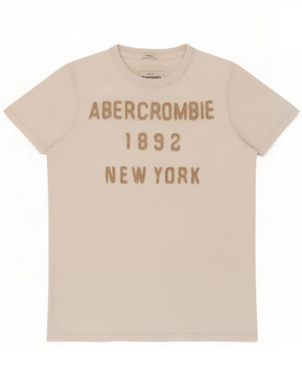 Abercrombie & Fitch Męski T-shirt z grafiką Top Medium White Cotton