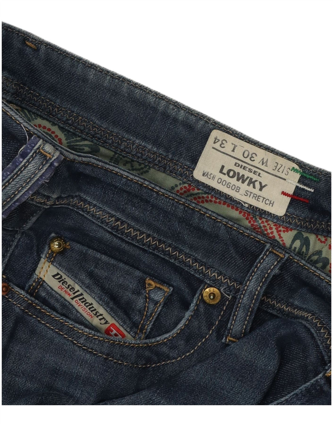 DIESEL Damskie jeansy Lowky Straight W30 L34 Niebieskie bawełniane