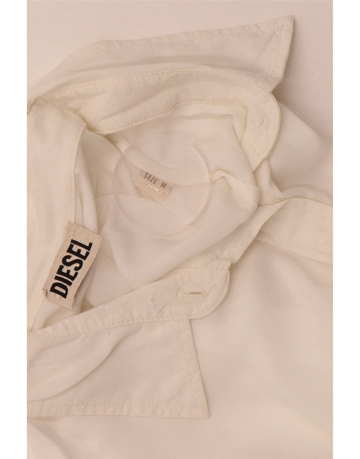 Damska bluzka koszulowa o luźnym kroju DIESEL UK 14 Średni biały sztuczny jedwab