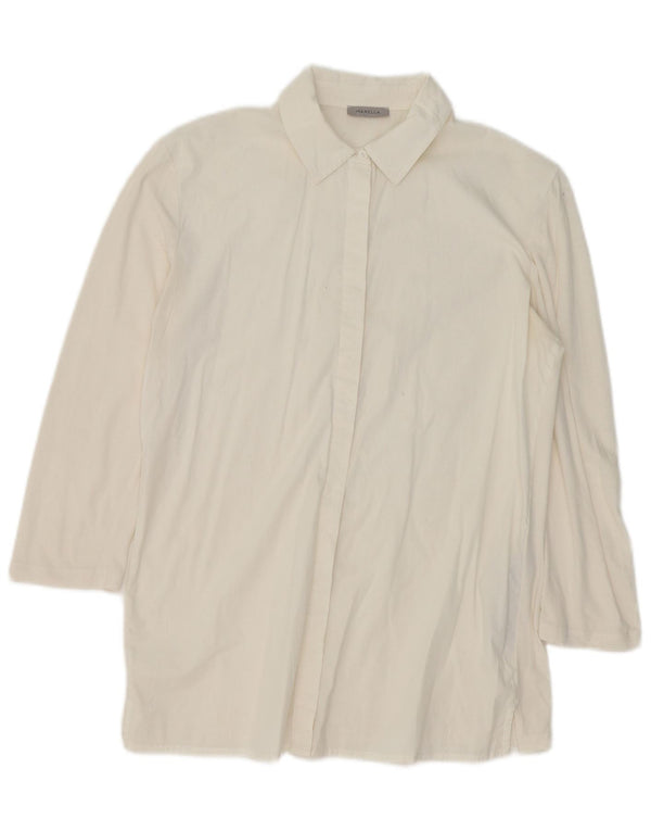 Damska bluzka koszulowa o długim kroju Marella UK 16, duża, złamanej bieli, bawełniana