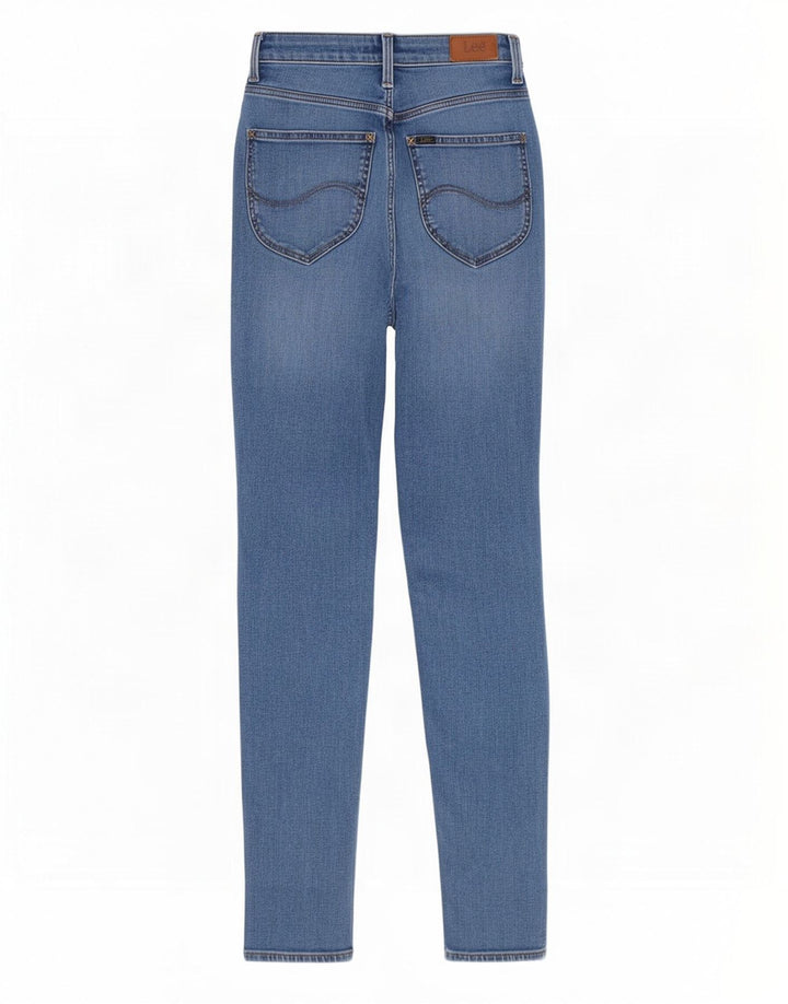 Damskie jeansy Lee Scarlett High Slim W26 L31 Niebieskie bawełniane