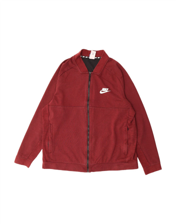 NIKE Mens Tracksuit Top Jacket XL Maroon Cotton