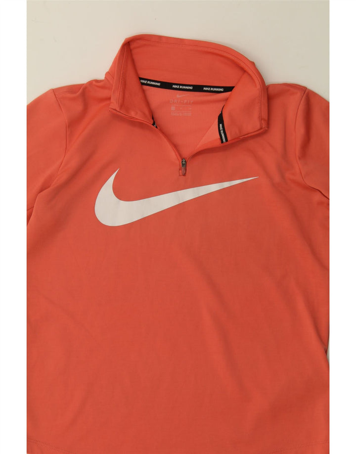NIKE Womens Graphic Zip Neck Pullover Tracksuit Top UK 10 Small Orange Vintage Nike and Second-Hand Nike from Messina Hembry 