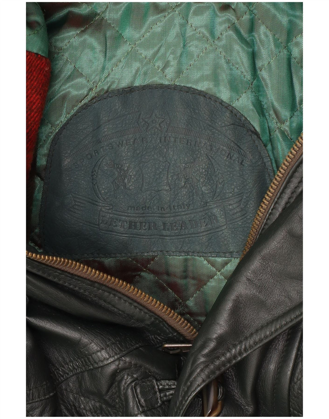 Vintage męski płaszcz skórzany UK 40, duża, zielona skóra