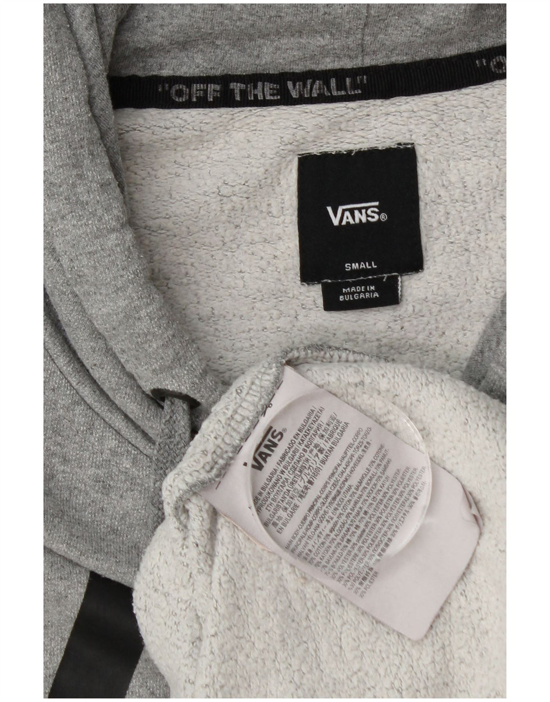 Męski sweter z kapturem Vans z grafiką, mały, szary, z bawełny w cętki