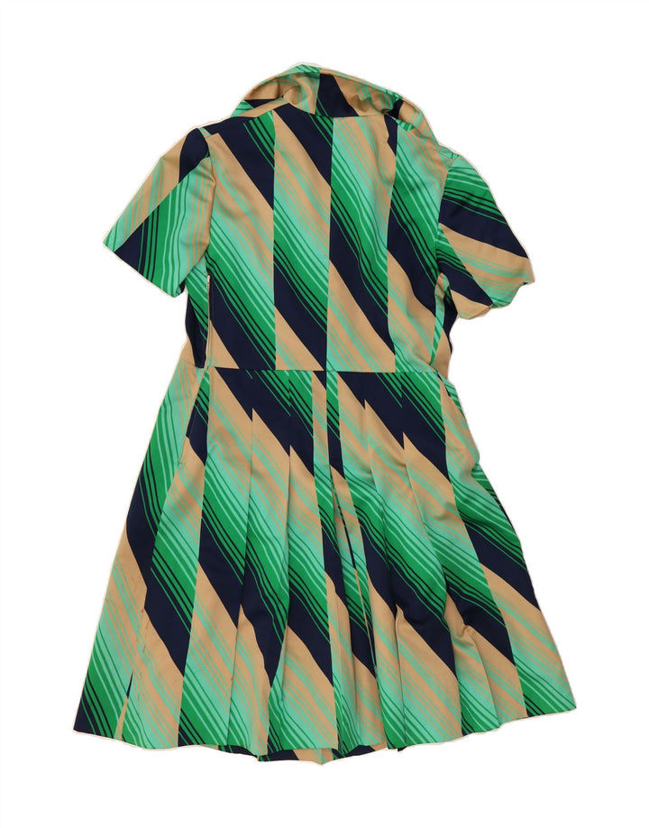 SIRIEM CONFEZIONI Womens Pullover Shirt Dress UK 12 Medium Green Striped Vintage Siriem Confezioni and Second-Hand Siriem Confezioni from Messina Hembry 