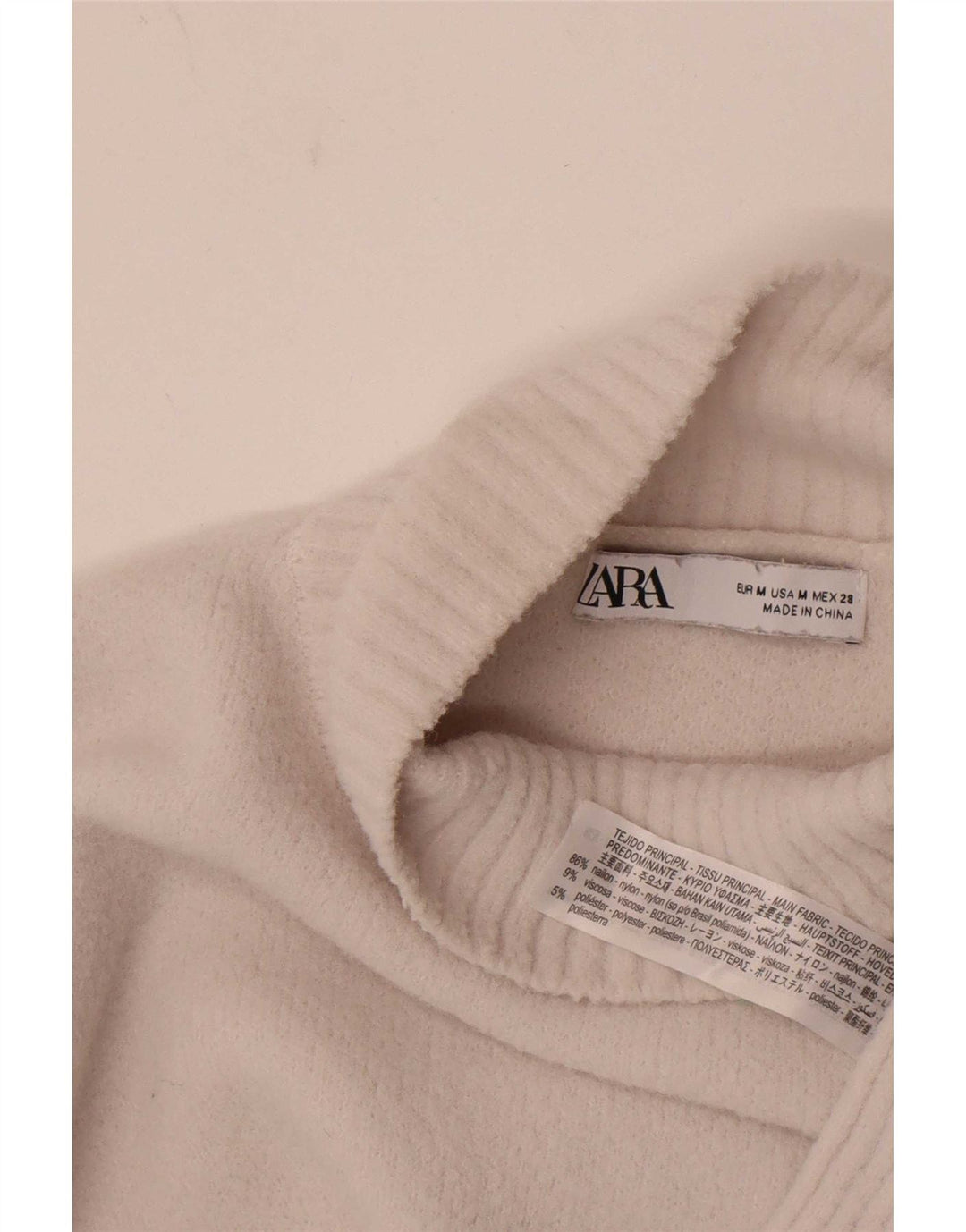 Damski sweter z golfem Zara UK 12, średni biały nylon