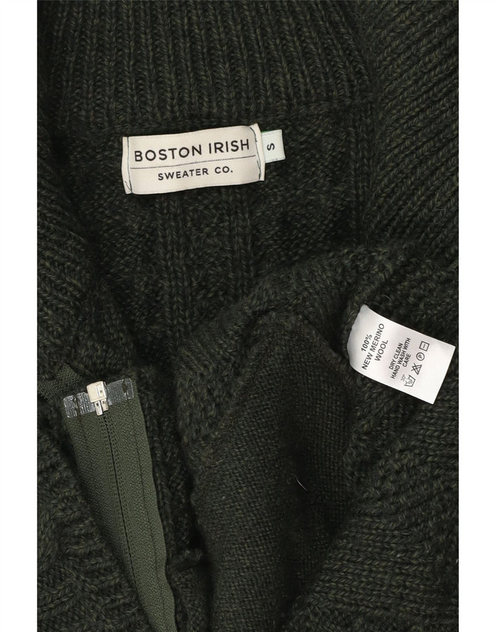 BOSTON IRISH Damski sweter kardigan UK 10 Small Green Merino Wełna