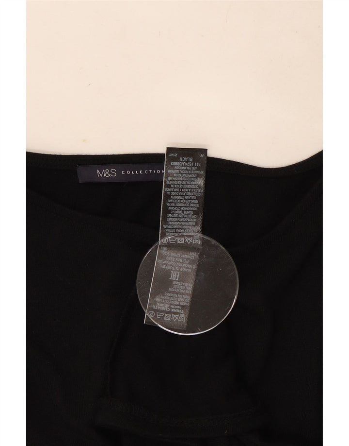 Marks & Spencer Damski top z rękawem 3/4, UK 12, średni czarny poliester