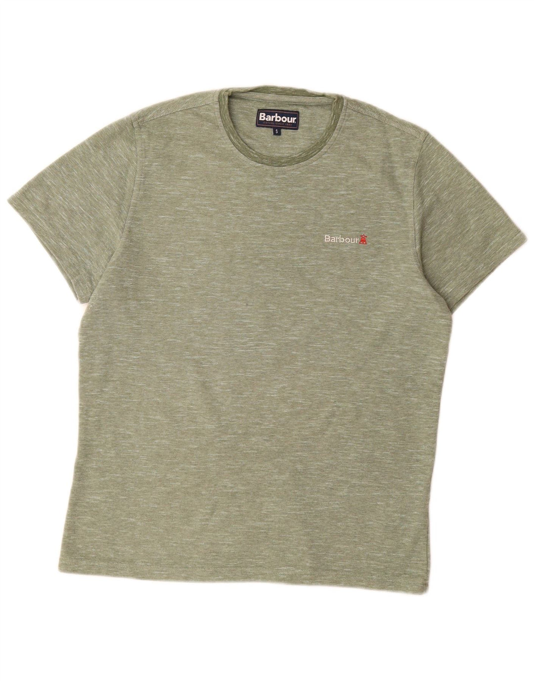 T-shirt męski Barbour, mały, zielony, z bawełny w plamki