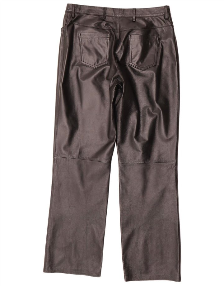 Spodnie skórzane damskie vintage UK 14 Medium W30 L31 Czarna skóra