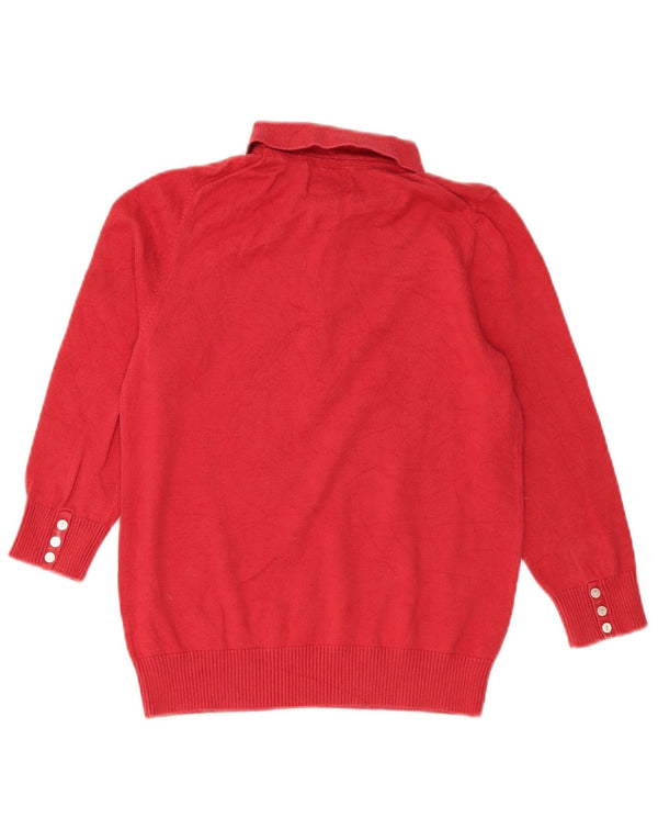Damski sweter polo Eddie Bauer z rękawem 3/4 i dekoltem UK 10 Small Red