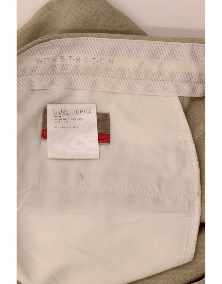 Marks & Spencer Męskie proste spodnie garniturowe W38 L26 Beżowy poliester