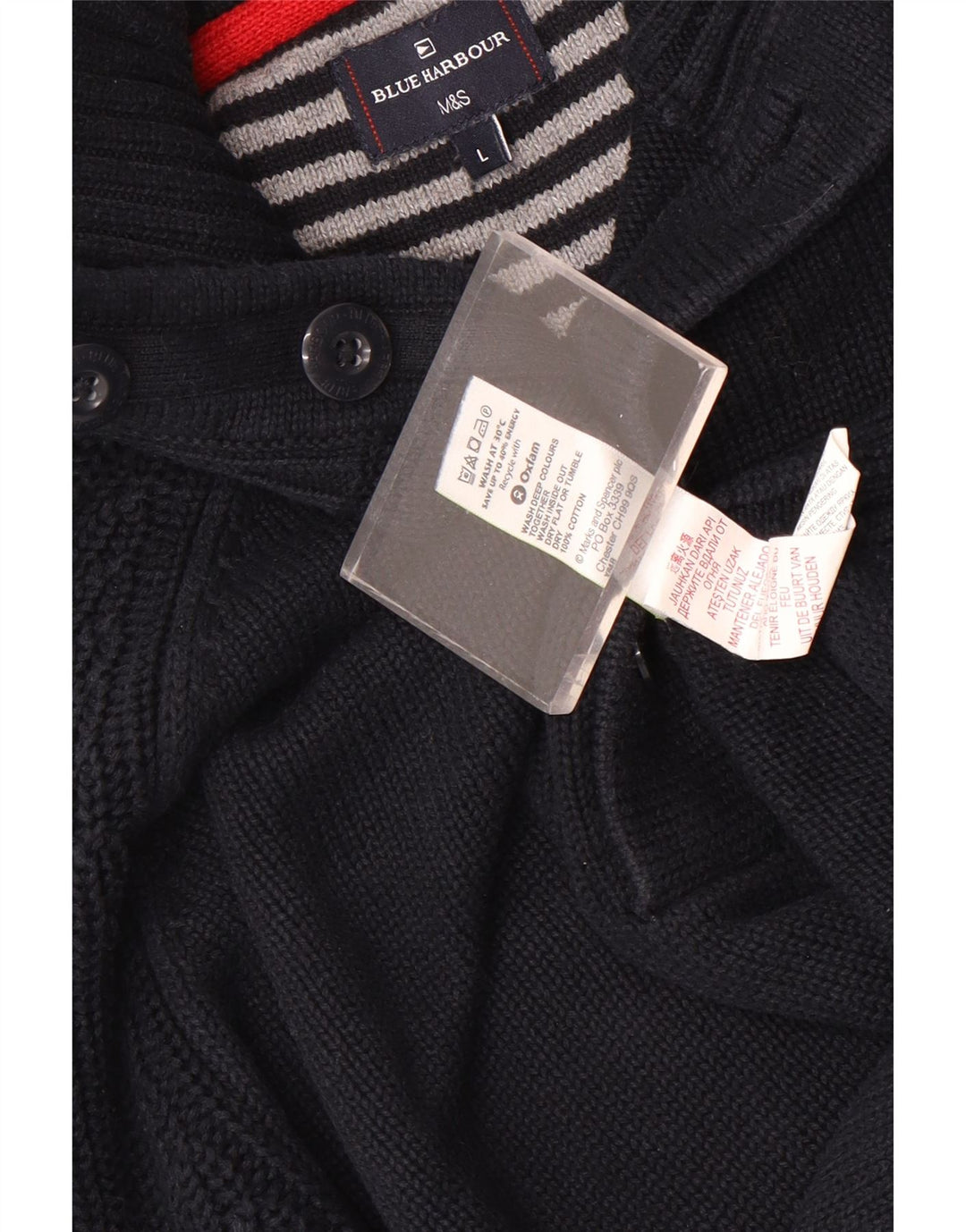 Marks & Spencer Męski sweter zapinany na guziki, duży, granatowy